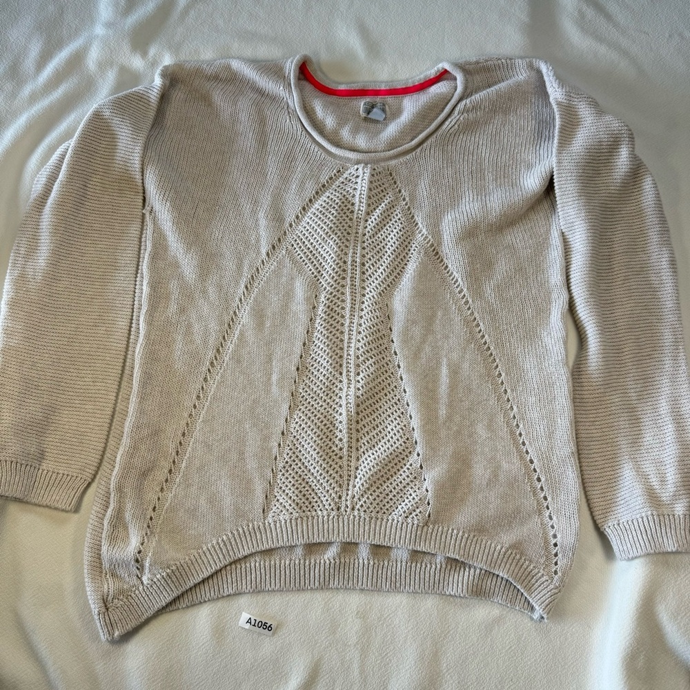 Converse Cream Crew Neck Sweater with Textured Knit